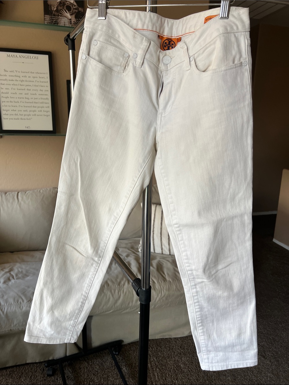 Tory Burch Off White Cropped Ankle Jeans